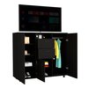 Tuhome Letna Double Door Cabinet Dresser, 2 Drawers, 4 Interior Shelves, 3 Cabinets With Door, Rod, Black CLW6470